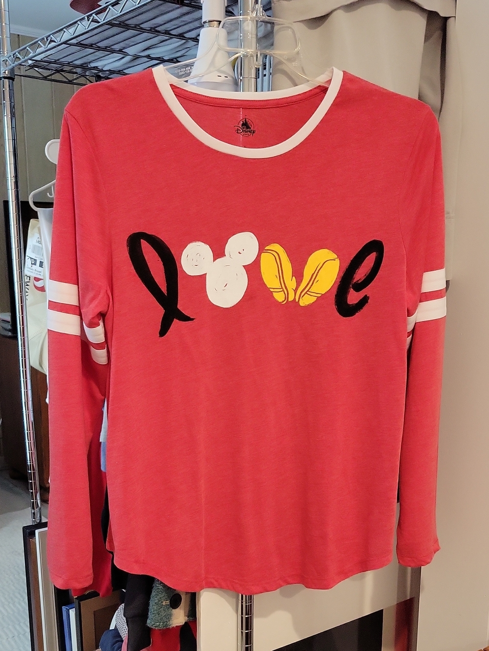 Disney Red Long-Sleeve 'Love' Graphic Adult Crew Long Sleeve T